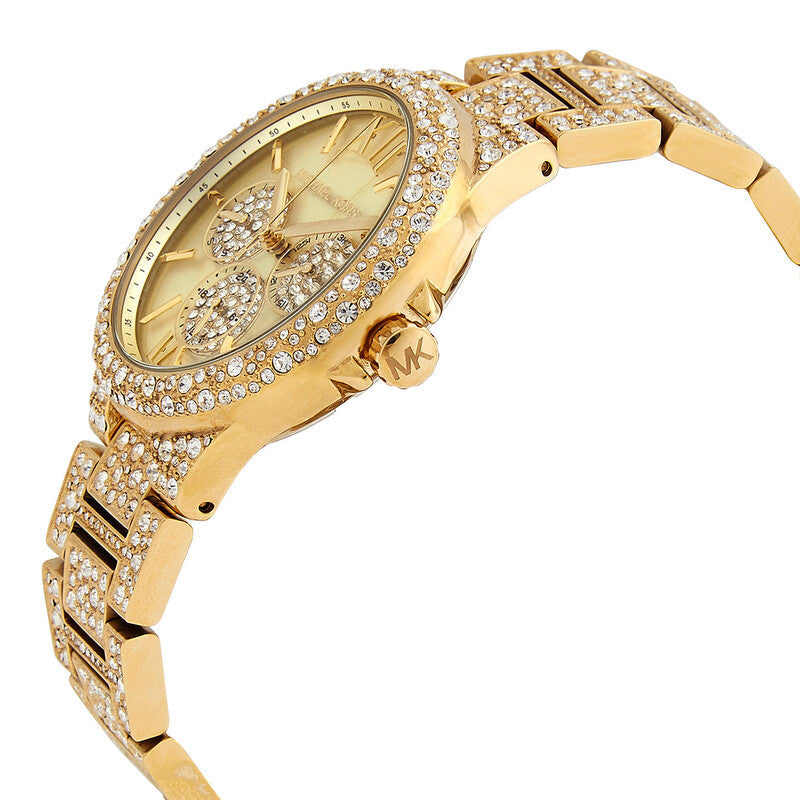 Michael Kors Camille Chronograph Quartz Crystal Gold Dial Ladies Watch - MK6958