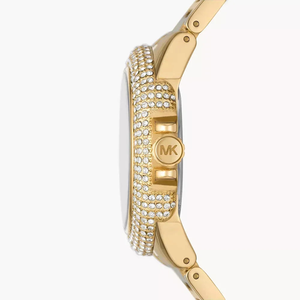 Michael Kors Camille Three-Hand Crystals Gold Dial Gold Steel Strap Women's Watch MK1067