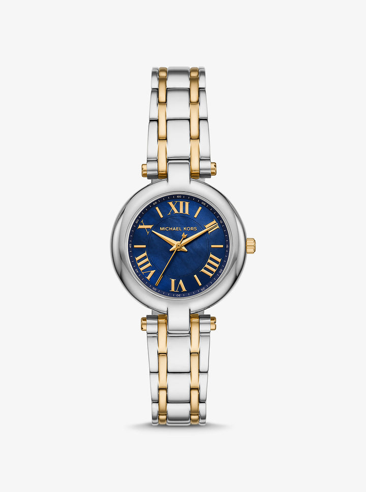 Michael Kors Charleston two-tone women's watch with blue dial and Roman numerals
