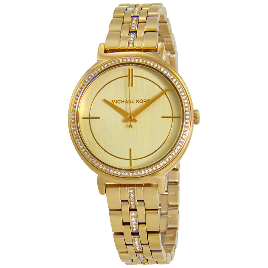 Michael Kors Cinthia gold-tone women's watch with crystal bezel and gold dial