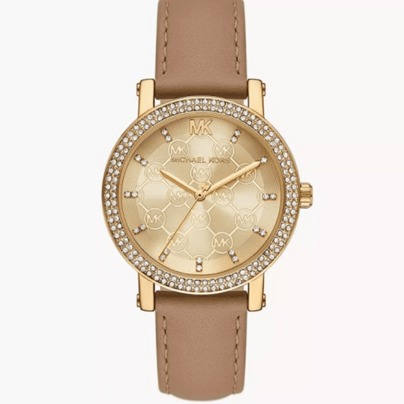 Michael Kors Corey Analog Gold Dial Brown Leather Strap Women's Watch - MK2986