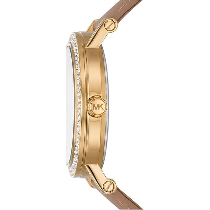 Michael Kors Corey Analog Gold Dial Brown Leather Strap Women's Watch - MK2986
