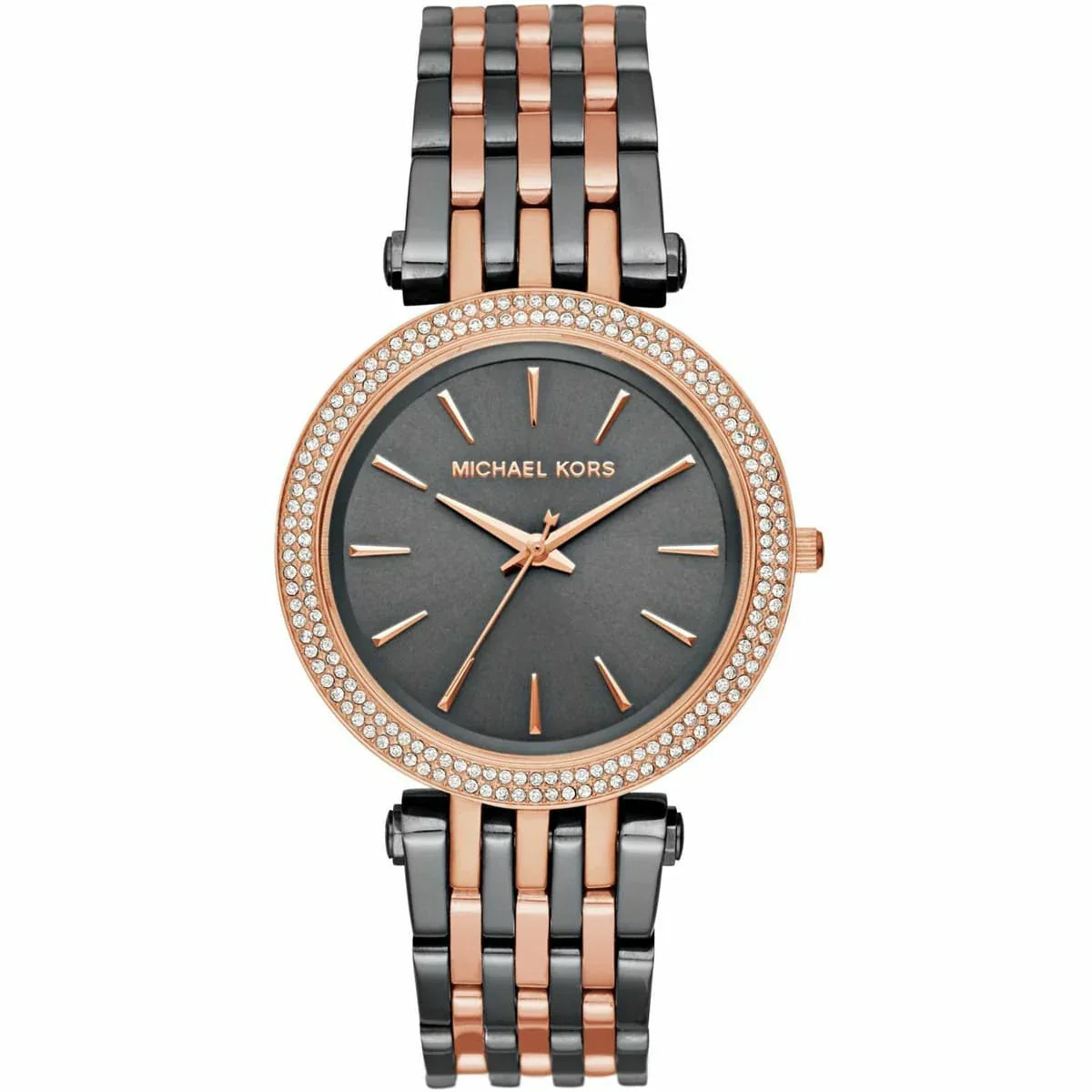 Michael Kors Darci MK3584 women's watch with grey dial, rose gold-tone bezel, and grey-rose gold two-tone bracelet