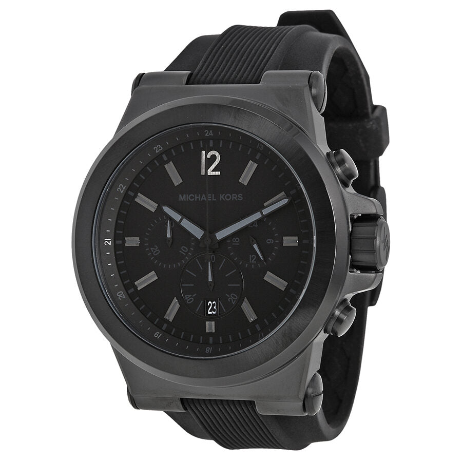 Michael Kors Dylan MK8152 men's black chronograph watch with silicone strap