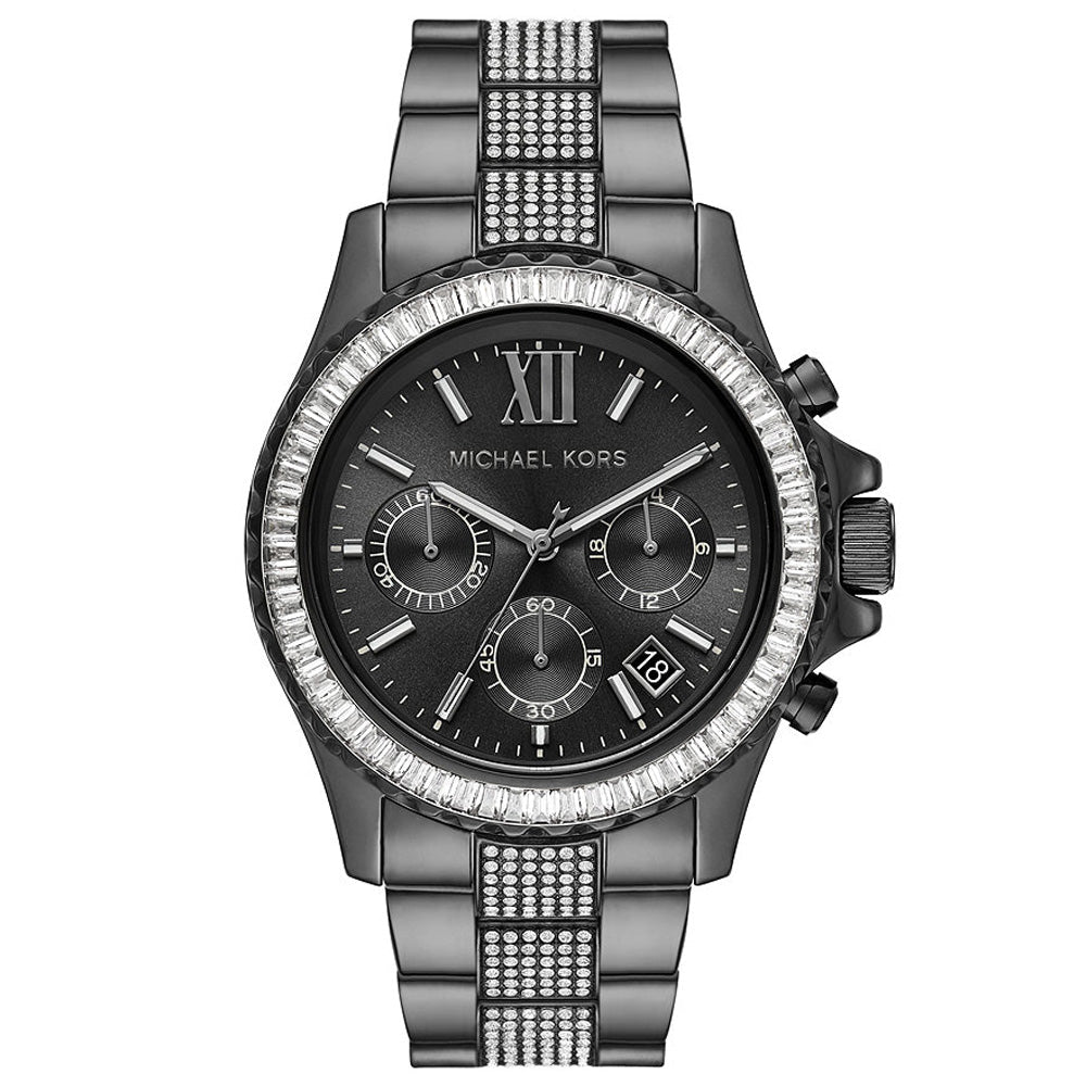 Michael Kors Everest chronograph watch with black dial and crystal-set bezel