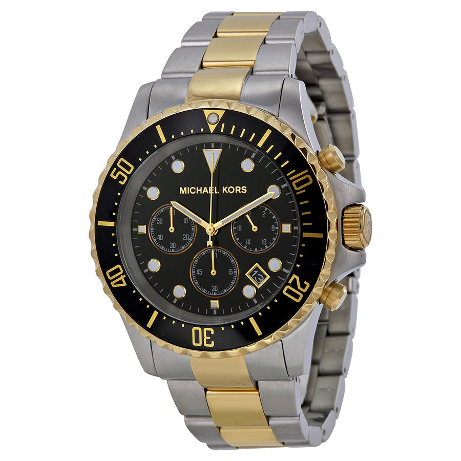 Michael Kors Everest Oversized Chronograph black dial two-tone stainless steel men's watch