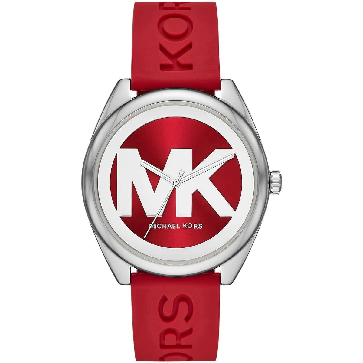 Michael Kors Janelle three-hand watch with red dial and red rubber strap