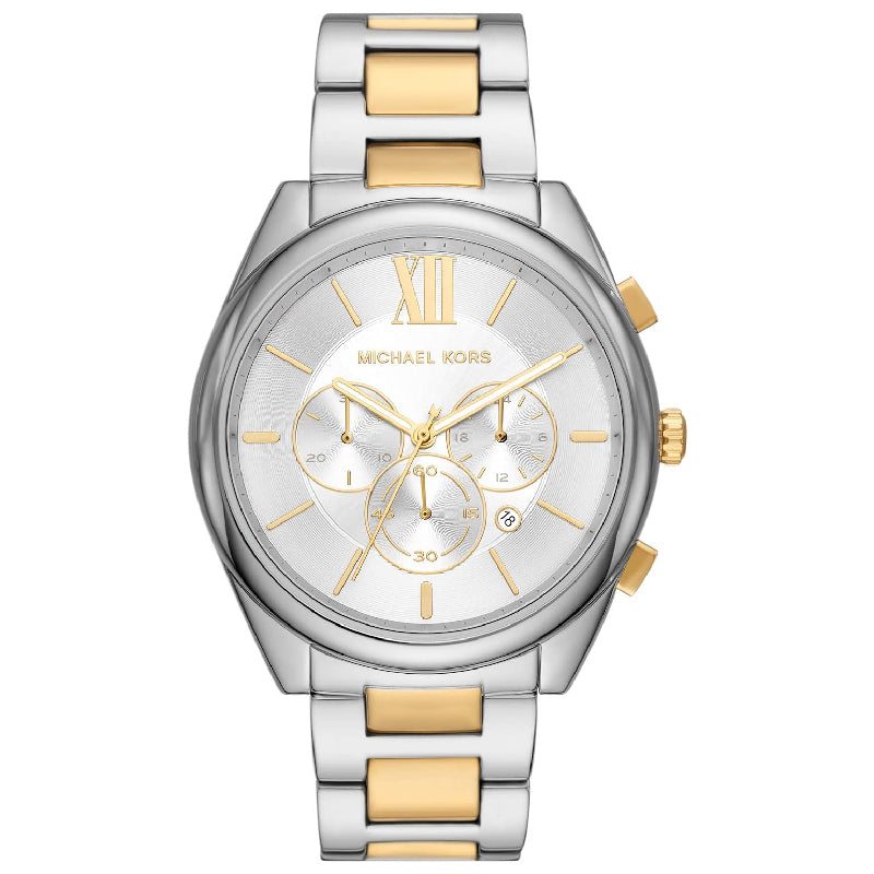 Michael Kors Janelle Chronograph Silver Dial Two Tone Steel Strap Watch For Men - MK8994