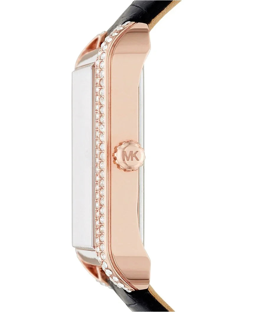 Michael Kors Lake Glitz MK2611 side profile showing crystal-embellished rose gold case