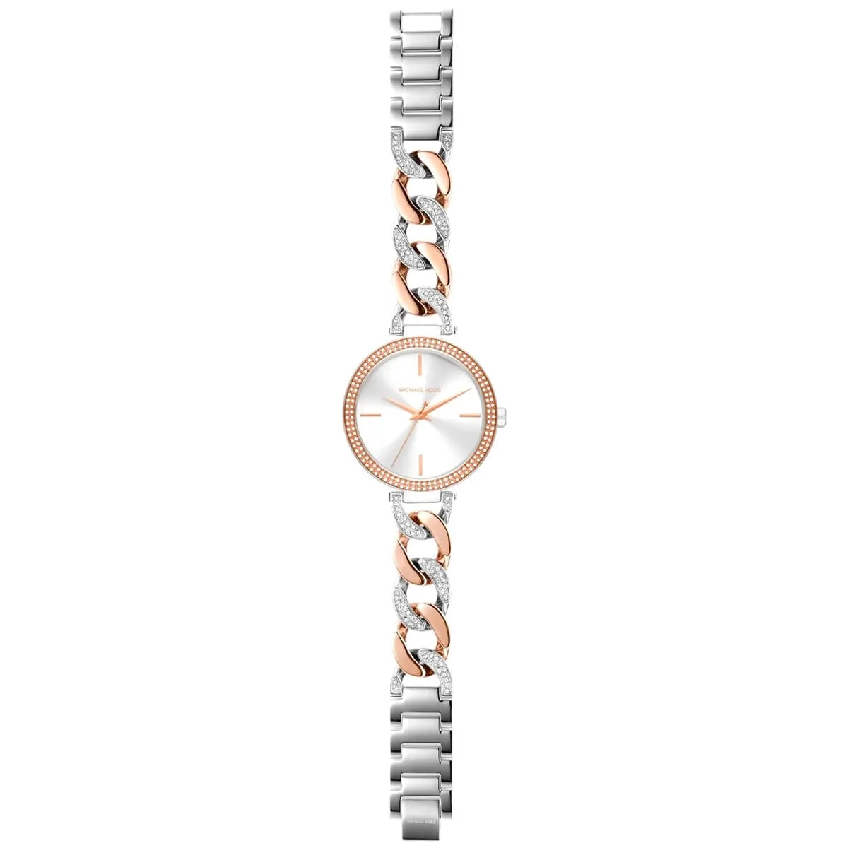 Michael Kors Layton MK4634 watch displayed vertically showing full strap length