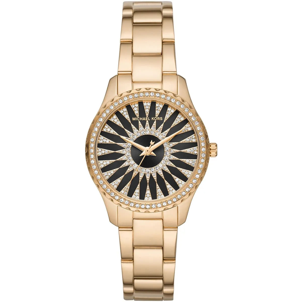 Michael Kors Layton gold-tone watch with black dial and crystal-set bezel