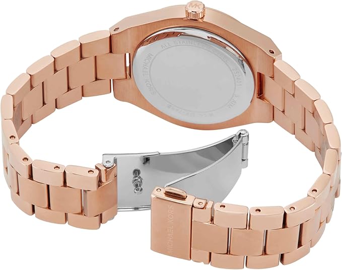 Michael Kors Lennox rose gold bracelet and caseback with fold-over clasp