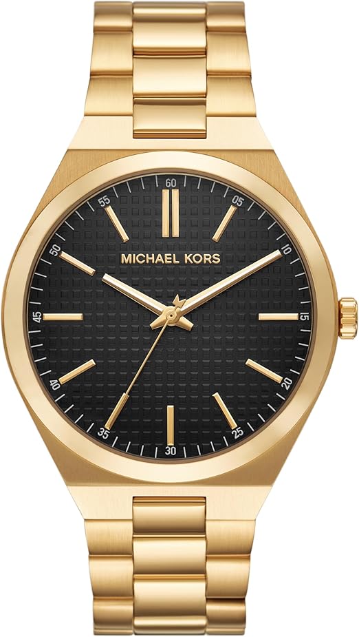 Michael Kors Lennox gold-tone watch with black dial and three-hand movement