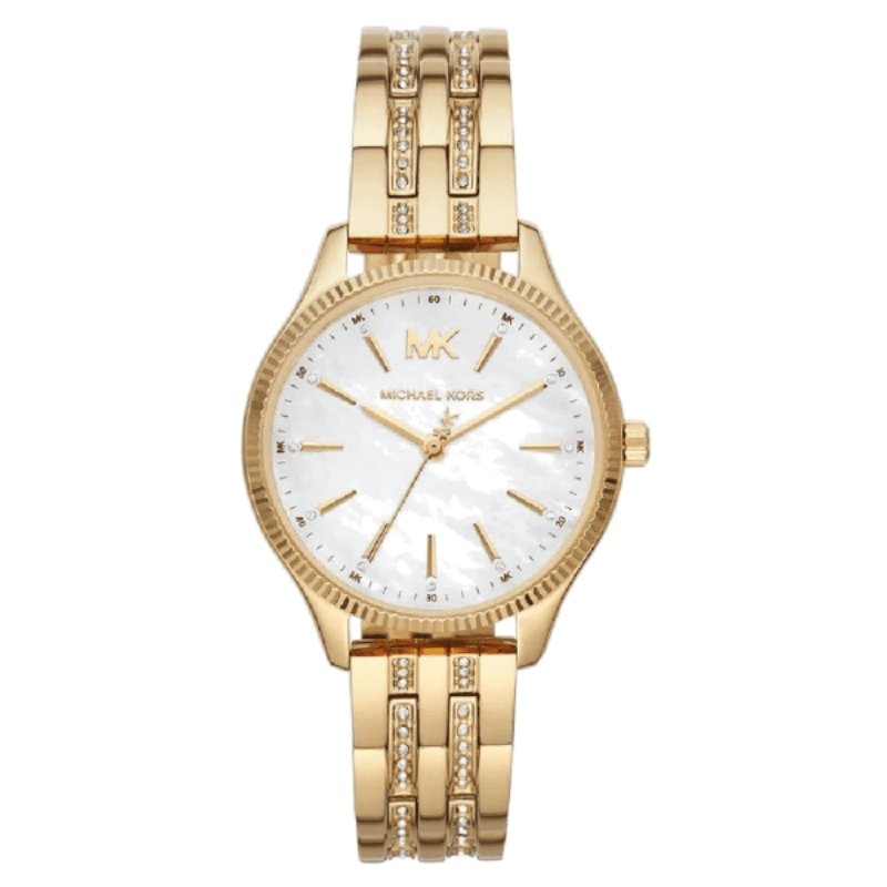 Michael Kors Lexington gold-tone watch with white dial and three-hand display