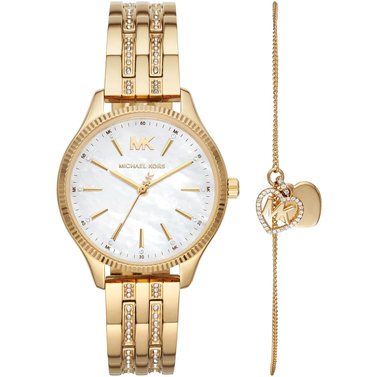 Michael Kors Lexington watch with matching gold crystal-embellished bracelet set