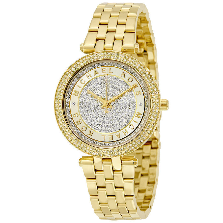 Michael Kors Mini Darci gold crystal pave dial ladies watch with gold bracelet