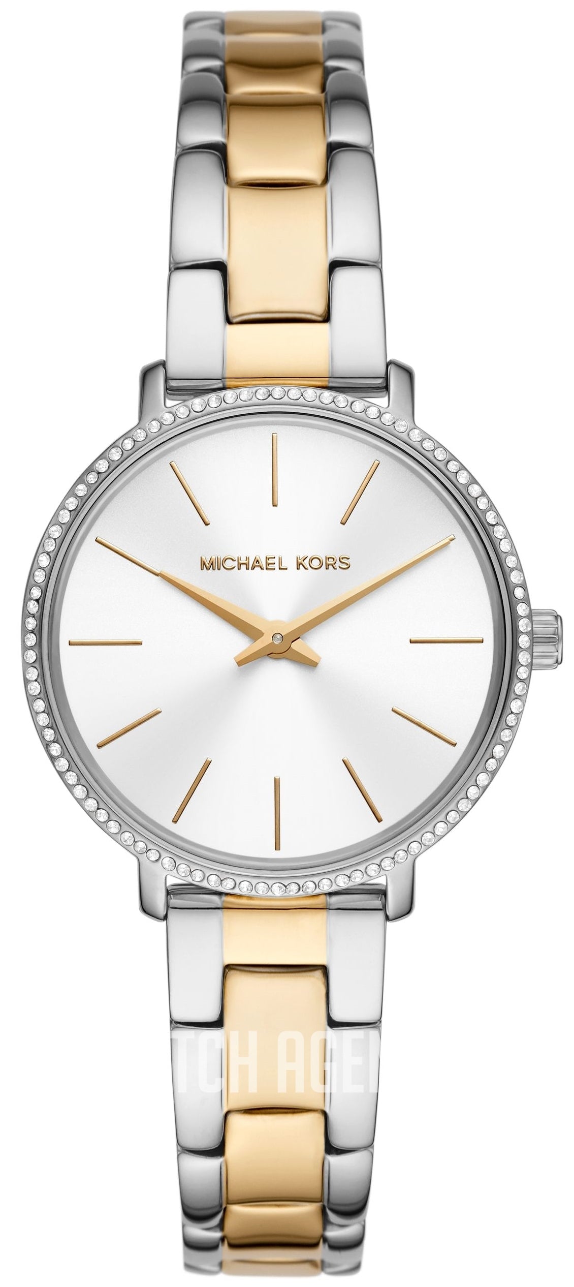Michael Kors MK1041 Pyper watch with two-tone silver and gold bracelet and crystal bezel