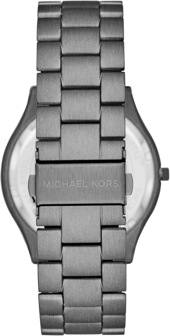Michael Kors Slim Runway Quartz Black Dial Grey Steel Strap Men's Watch - MK1044