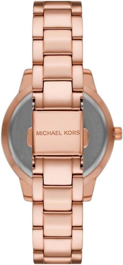 Michael Kors MK1070 rose gold watch caseback and link bracelet detail