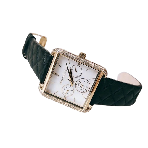 Michael Kors Drew Quartz MOP Dial and Black Leather Strap Women's Watch - MK2769