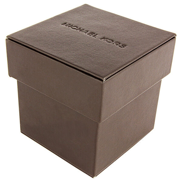 Michael Kors watch presentation box in taupe with brand text