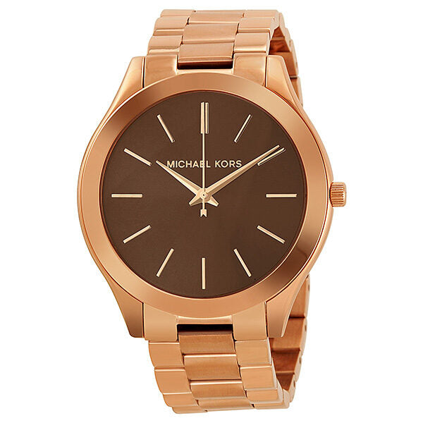 Michael Kors rose gold-tone watch with brown dial and matching bracelet strap