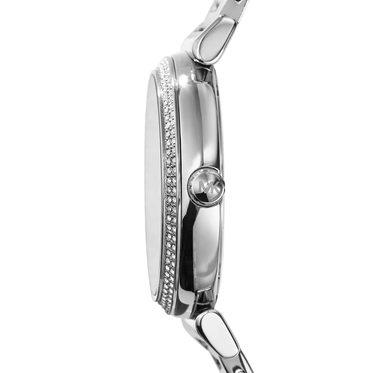 MK3331 watch side angle showcasing case profile and bracelet links