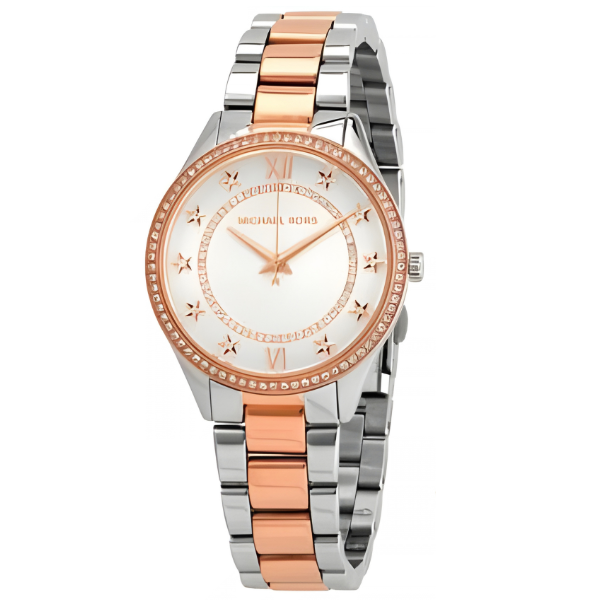 Michael Kors MK4483 women's watch with two-tone rose gold and silver bracelet and crystal bezel