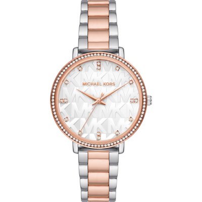 Michael Kors Pyper MK4667 two-tone watch with white dial and crystal bezel