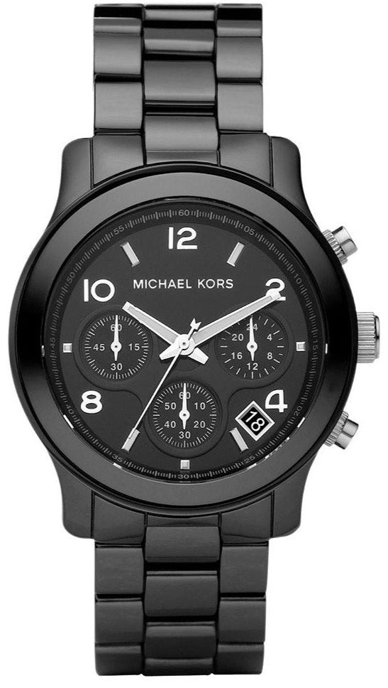 Michael Kors MK5162 black ceramic chronograph women's watch with black bracelet and dial