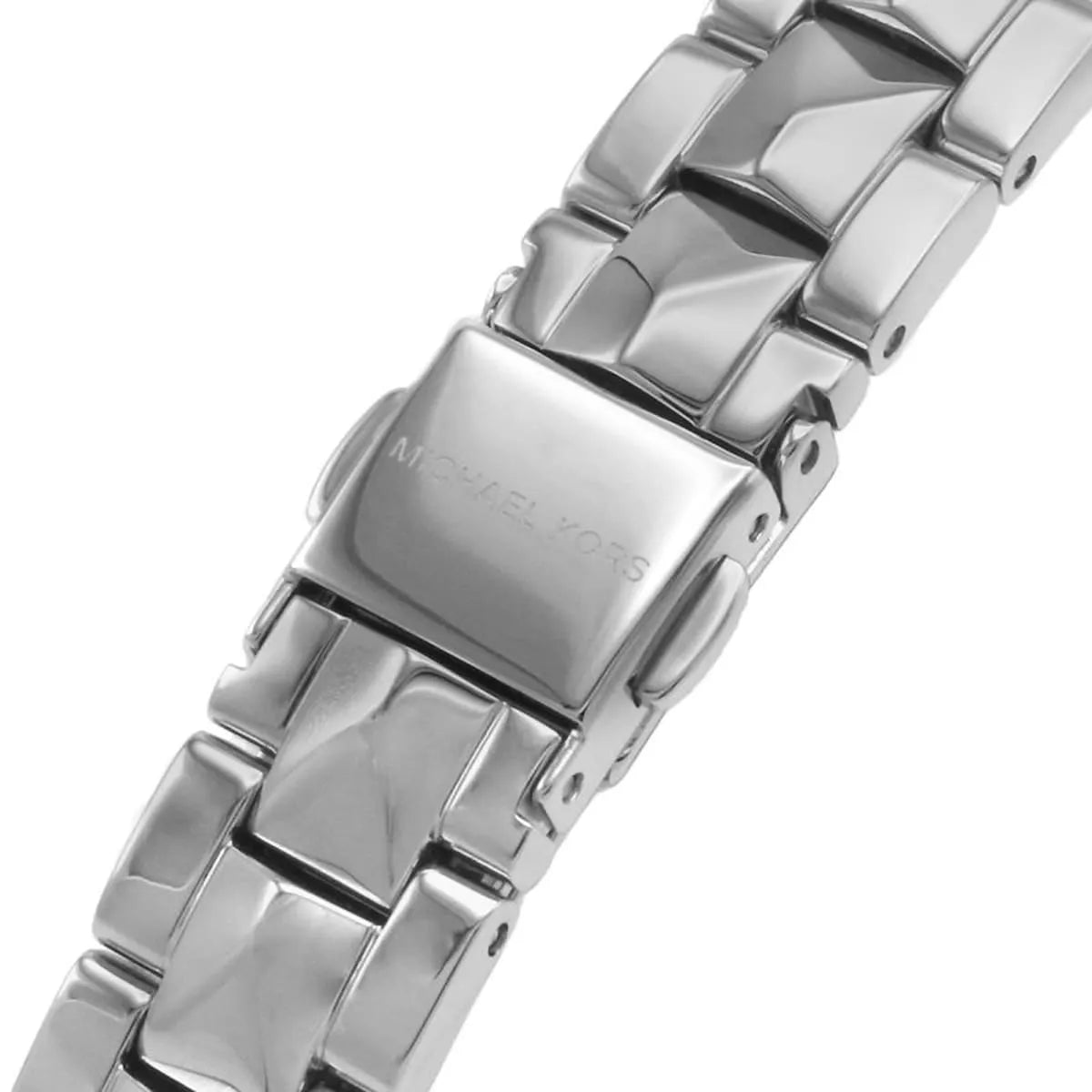 Michael Kors Runway Mercer silver stainless steel strap detail with pyramid crystal embellishments