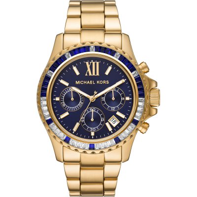 Michael Kors MK6971 Everest gold-tone chronograph watch with blue dial and Roman numerals