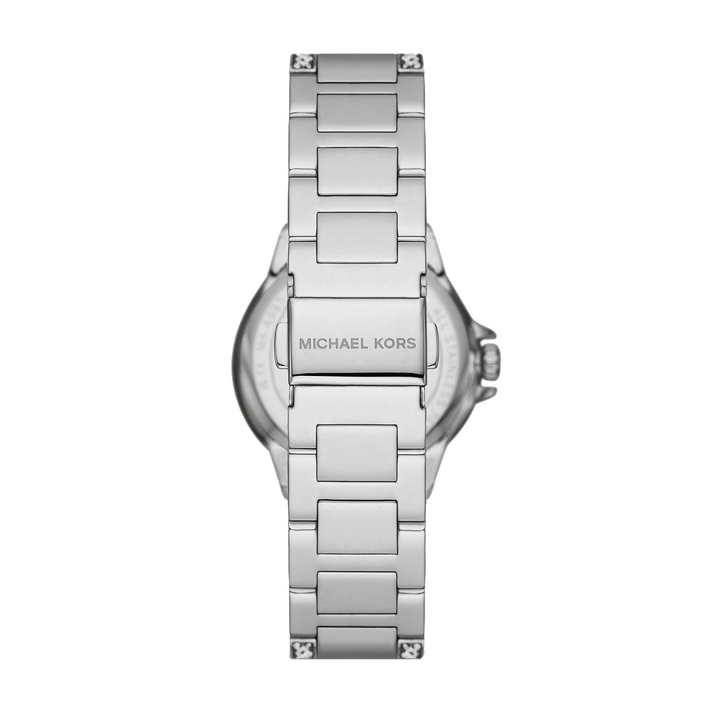 Back view of Mini Camille watch showing stainless steel bracelet and clasp