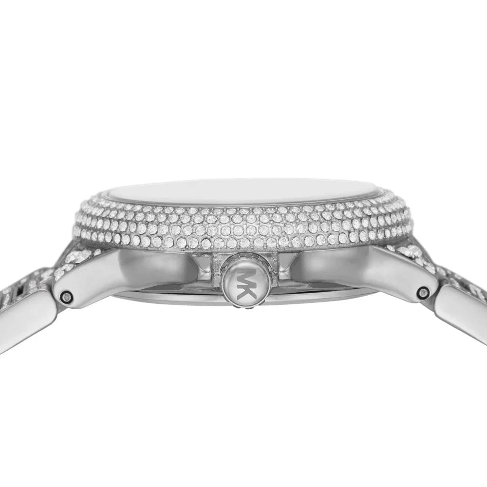 Side view of Mini Camille watch showing crystal-set case edge and lugs
