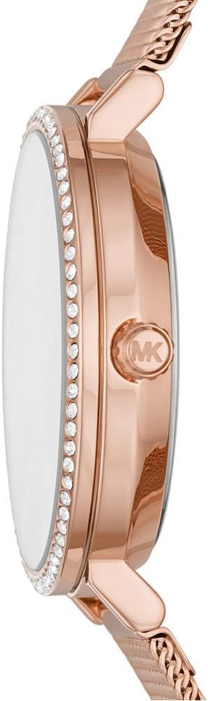 Michael Kors MK7122 side profile showing crystal-set bezel and rose gold case thickness