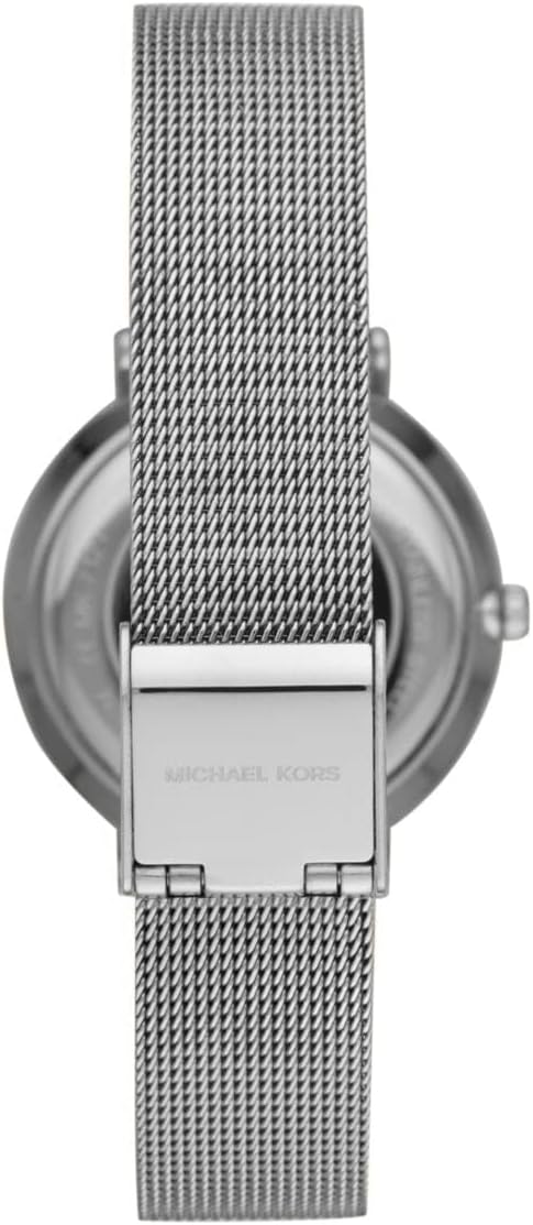 Michael Kors MK7123 watch caseback showing mesh metal strap