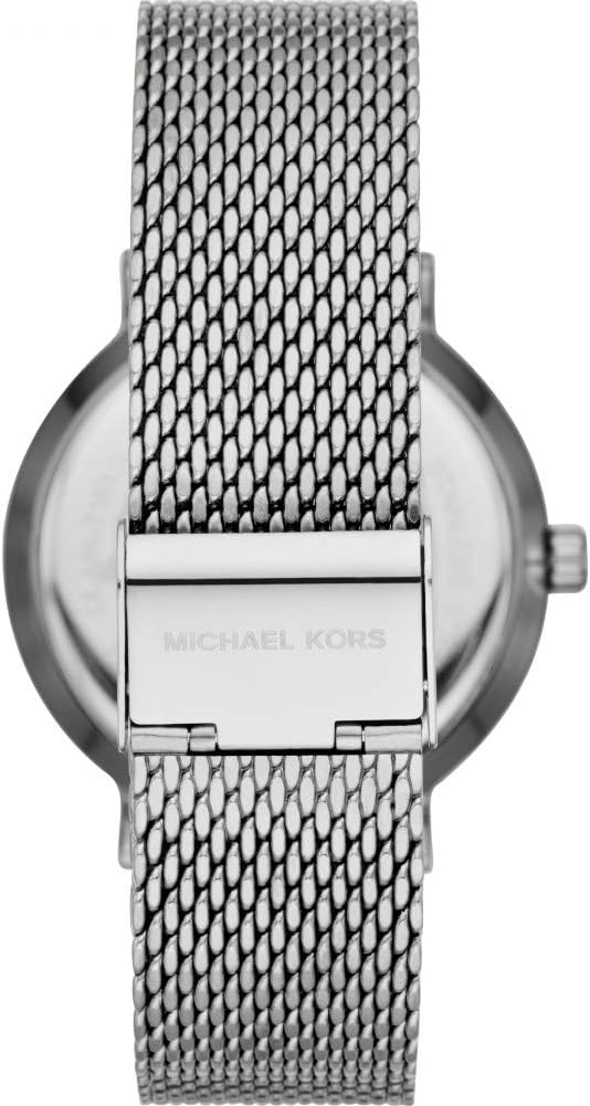 Michael Kors MK7151 watch caseback showing mesh strap and deployment clasp