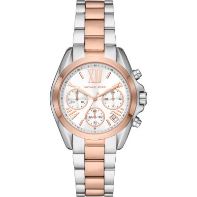 Michael Kors MK7258 Bradshaw chronograph watch with white dial and two-tone stainless steel bracelet