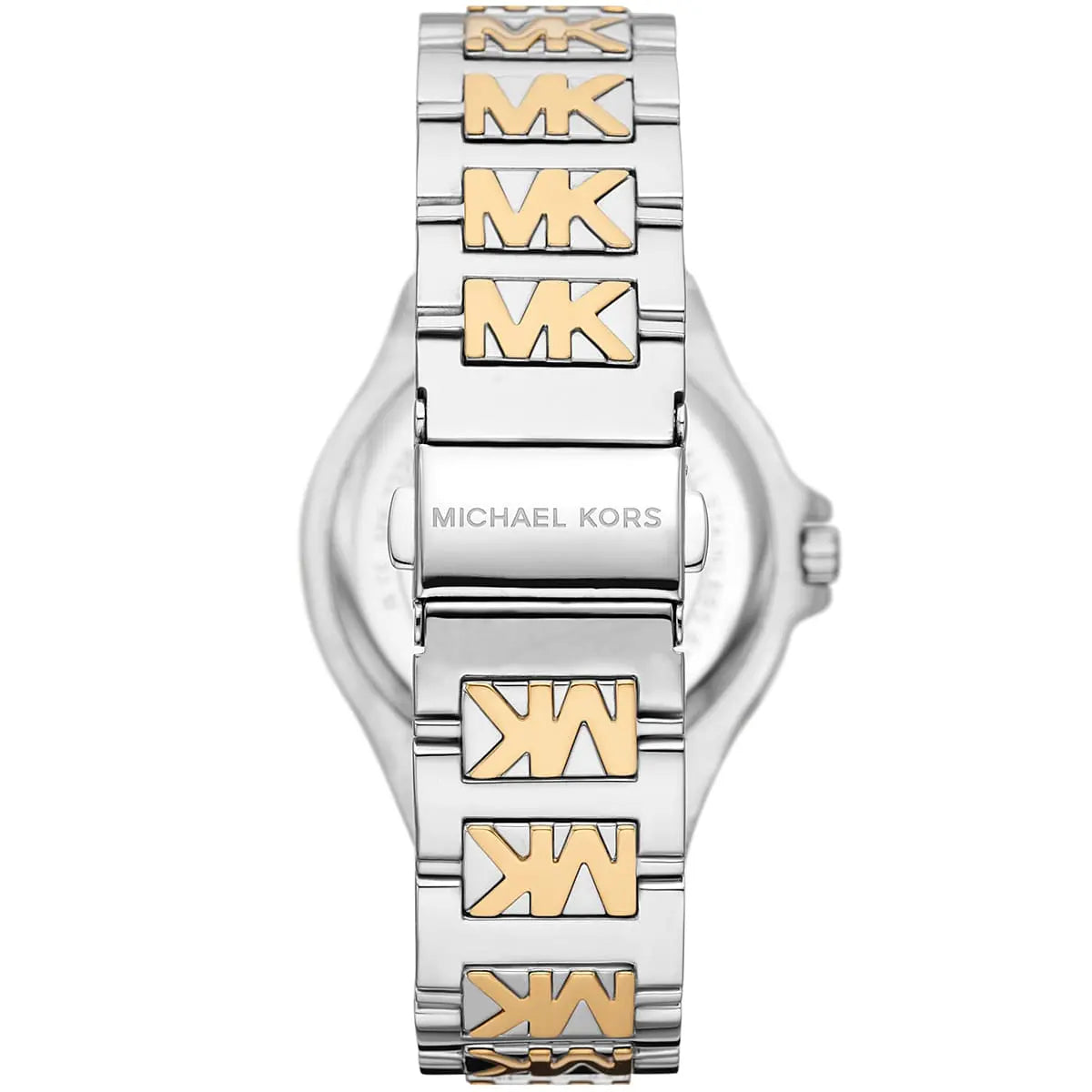 MK7338 two-tone link bracelet with gold and silver alternating MK logo links