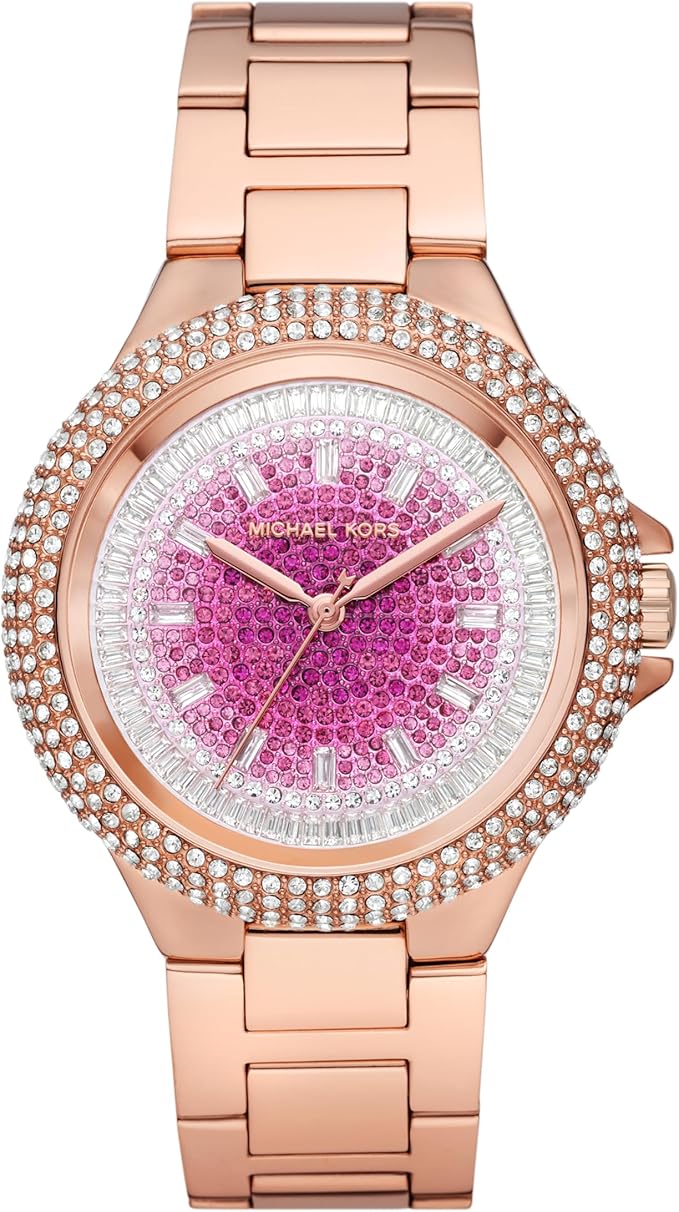 Michael Kors Oversized Camille rose gold-tone women's watch with pavé crystal bezel and ombré gradient dial