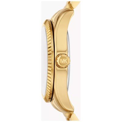 Michael Kors MK7449 Lexington watch side profile showing gold-tone case and bracelet