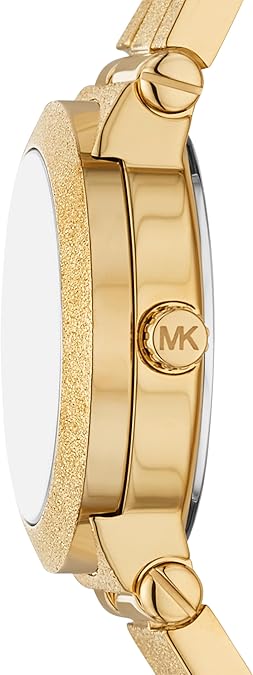 Side profile of Michael Kors MK7554 showing case thickness and Michael Kors emblem