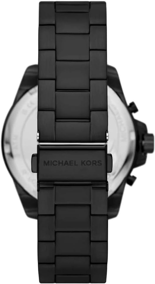 Michael Kors MK8933 watch caseback showing black stainless steel bracelet and case back details
