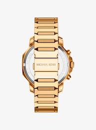 Michael Kors Lexington MK9249 caseback view with gold-tone bracelet