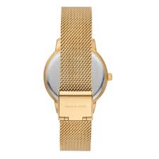Michael Kors MKO1011 watch caseback showing gold-tone mesh bracelet attachment