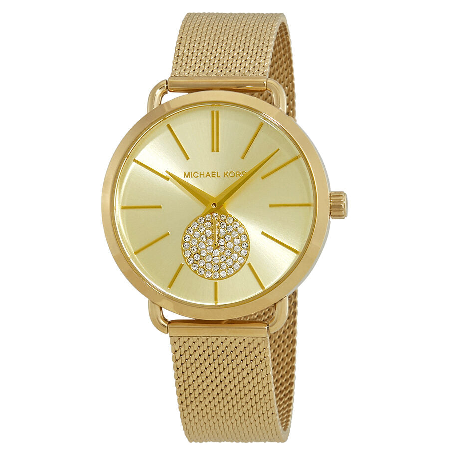 Michael Kors Porita gold-tone women's watch with champagne dial and pavé crystal detail