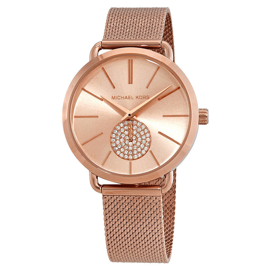 Michael Kors Porita rose dial ladies watch with crystal-set dial detail and mesh bracelet