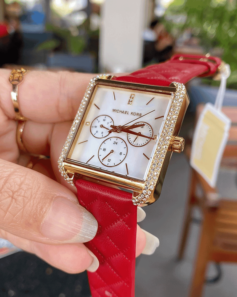 Michael Kors Pyper Red Leather Strap Women's Watch - MK2770