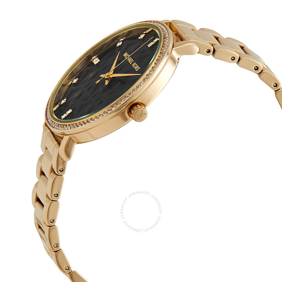 Michael Kors Pyper Quartz Crystal Black Dial Ladies Watch MK4593