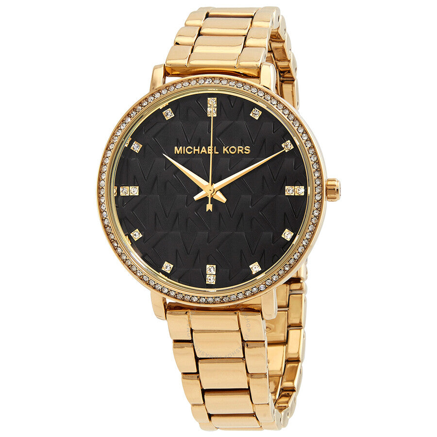 Michael Kors Pyper Quartz Crystal Black Dial Ladies Watch MK4593